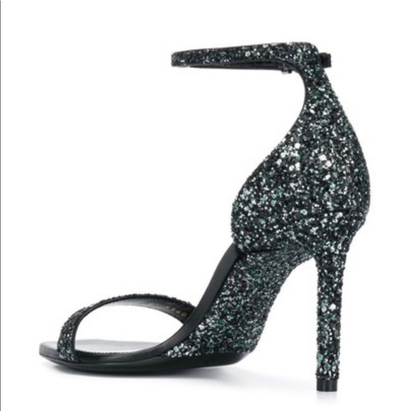 Saint Laurent Midnight Amber Glitter Sandals - Picture 3 of 4